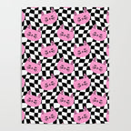 Funny cat cartoon checkered pattern Poster Gallery Image 4