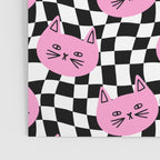 Funny cat cartoon checkered pattern Poster Gallery Image 3