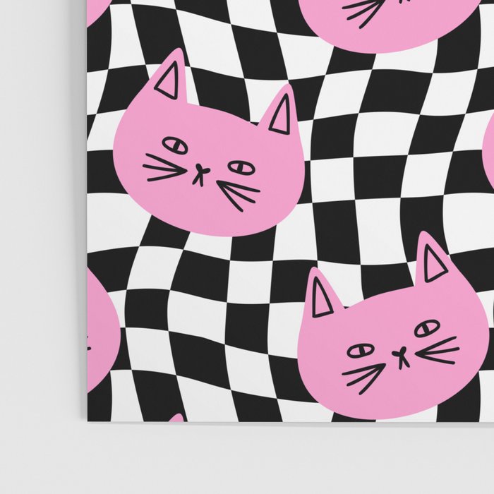 Funny cat cartoon checkered pattern Poster Gallery Image 3