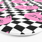 Funny cat cartoon checkered pattern Bath Mat Gallery Image 3