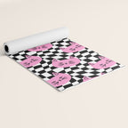 Funny cat cartoon checkered pattern Yoga Mat Gallery Image 2