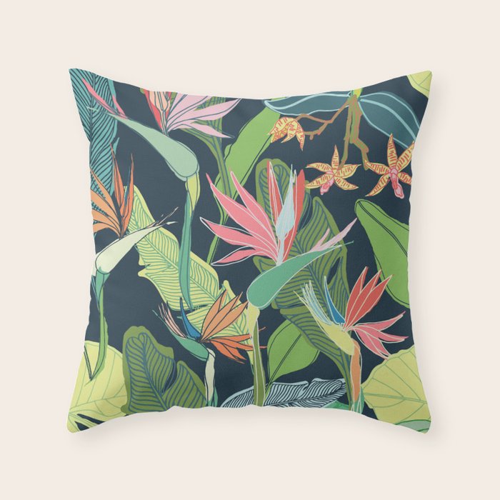 Tropical Bird of Paradise Throw Pillow Gallery Image 1