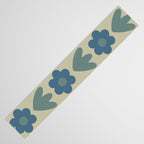 Such Cute Flowers Retro Floral Pattern in Muted Vintage Blue and Beige Table Runner Gallery Image 3