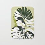 Monsterous, Monstera Tropical Botanical Nature, Jungle Green Scandinavian, Eclectic Garden Bohemian Leaves Illustration, Painting Vintage Variegated Plants   Bath Mat Gallery Image 1