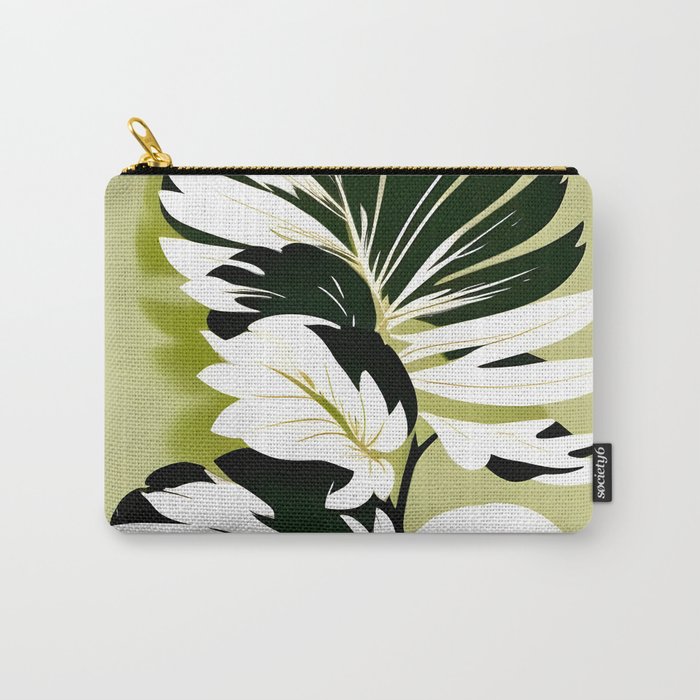 Monsterous, Monstera Tropical Botanical Nature, Jungle Green Scandinavian, Eclectic Garden Bohemian Leaves Illustration, Painting Vintage Variegated Plants   Carry All Pouch Gallery Image 1