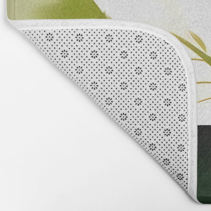 Monsterous, Monstera Tropical Botanical Nature, Jungle Green Scandinavian, Eclectic Garden Bohemian Leaves Illustration, Painting Vintage Variegated Plants   Bath Mat Gallery Image 2