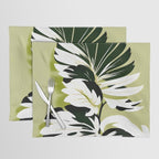 Monsterous, Monstera Tropical Botanical Nature, Jungle Green Scandinavian, Eclectic Garden Bohemian Leaves Illustration, Painting Vintage Variegated Plants   Placemat Gallery Image 1