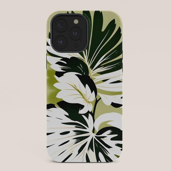 Monsterous, Monstera Tropical Botanical Nature, Jungle Green Scandinavian, Eclectic Garden Bohemian Leaves Illustration, Painting Vintage Variegated Plants   iPhone Case Gallery Image 36