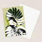 Monsterous, Monstera Tropical Botanical Nature, Jungle Green Scandinavian, Eclectic Garden Bohemian Leaves Illustration, Painting Vintage Variegated Plants   Stationery Card Gallery Image 2