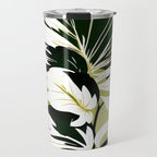 Monsterous, Monstera Tropical Botanical Nature, Jungle Green Scandinavian, Eclectic Garden Bohemian Leaves Illustration, Painting Vintage Variegated Plants   Travel Mug Gallery Image 1