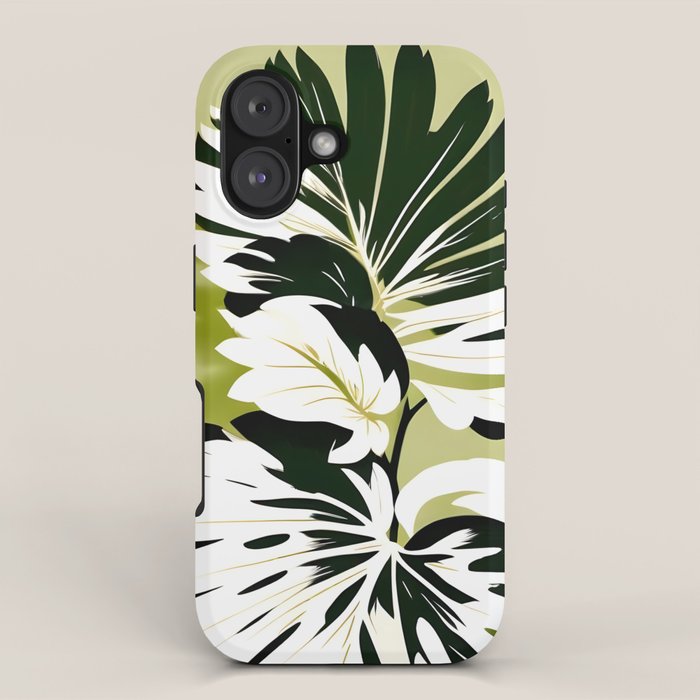 Monsterous, Monstera Tropical Botanical Nature, Jungle Green Scandinavian, Eclectic Garden Bohemian Leaves Illustration, Painting Vintage Variegated Plants   iPhone Case Gallery Image 1