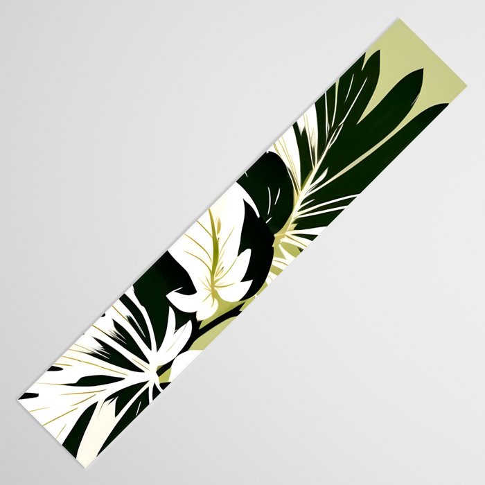 Monsterous, Monstera Tropical Botanical Nature, Jungle Green Scandinavian, Eclectic Garden Bohemian Leaves Illustration, Painting Vintage Variegated Plants   Table Runner Gallery Image 3