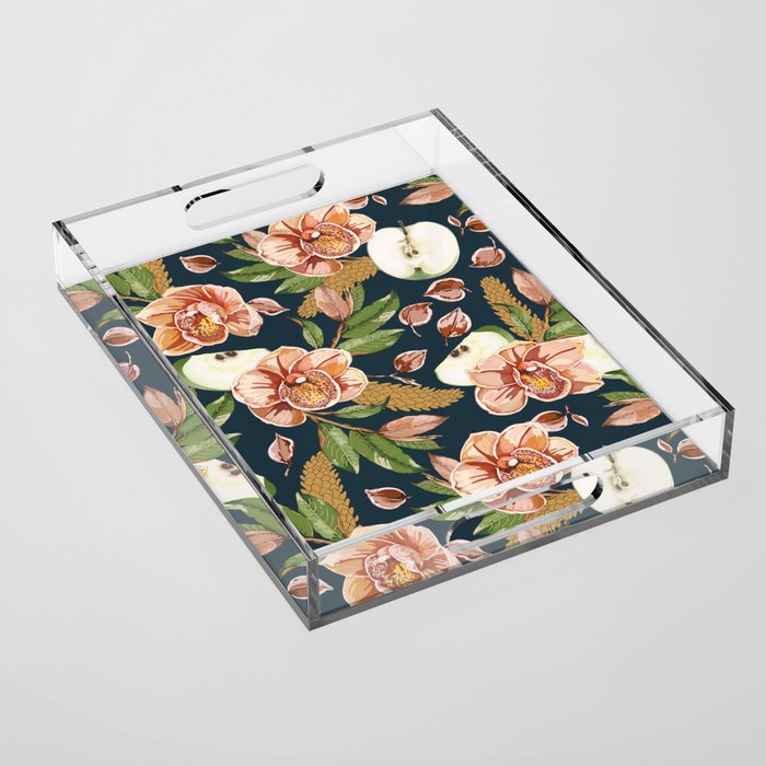 Tropical flowers autumn field D Acrylic Tray Gallery Image 1