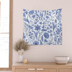 Meadow Magic Blooming Blue & White Wild Flower Floral Wall Tapestry Gallery Image 2