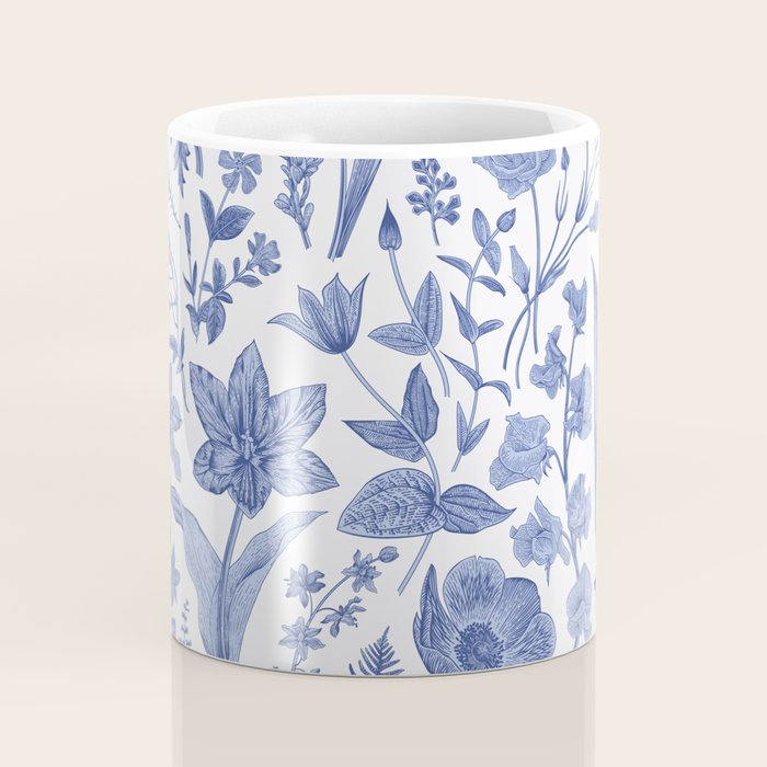 Meadow Magic Blooming Blue & White Wild Flower Floral Coffee Mug Gallery Image 4