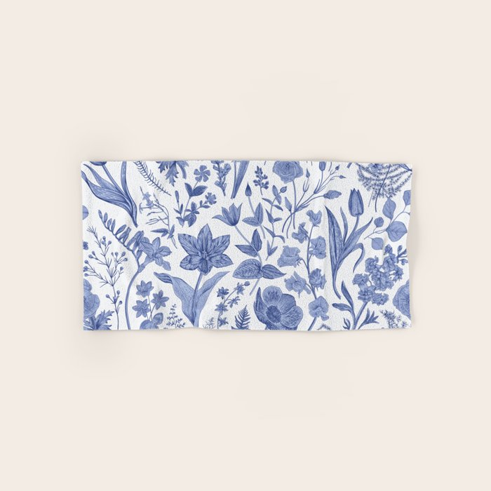 Meadow Magic Blooming Blue & White Wild Flower Floral Bath Towel Gallery Image 1