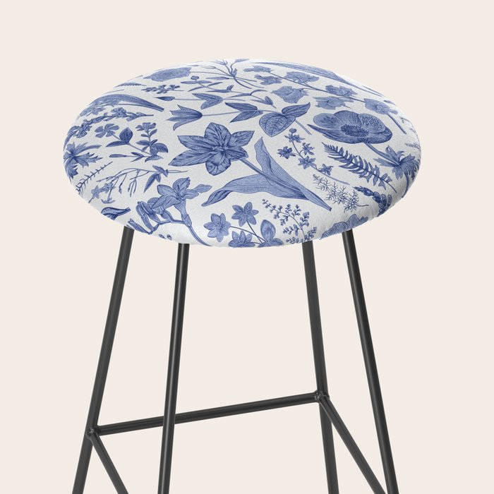 Meadow Magic Blooming Blue & White Wild Flower Floral Stool Gallery Image 2
