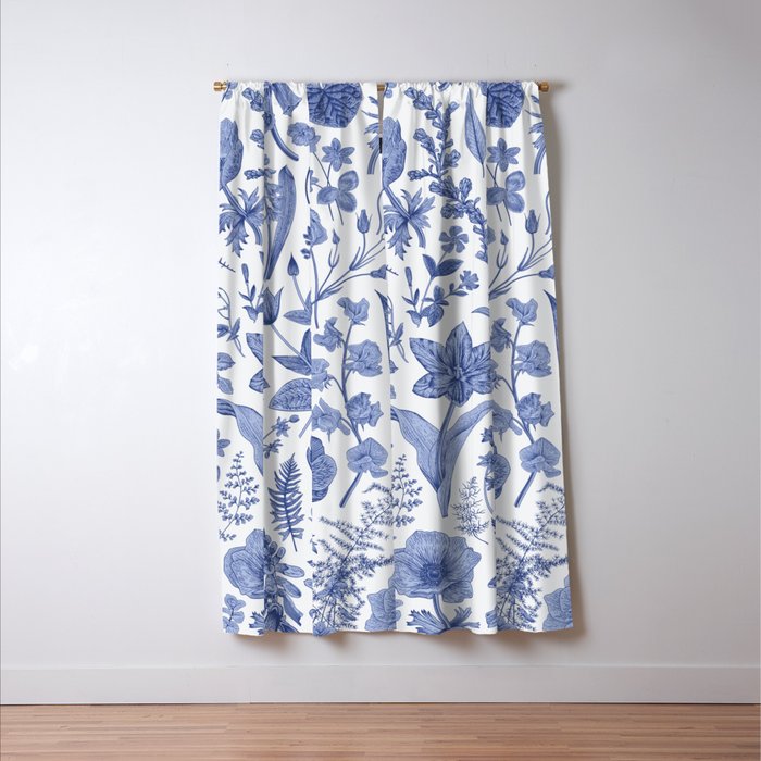 Meadow Magic Blooming Blue & White Wild Flower Floral Window Curtain Gallery Image 3