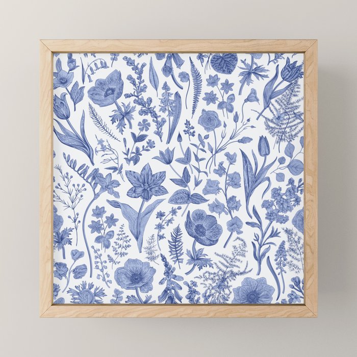 Meadow Magic Blooming Blue & White Wild Flower Floral Mini Art Print Gallery Image 1