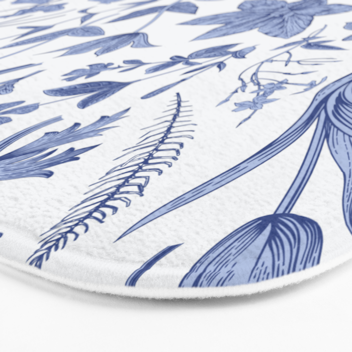 Meadow Magic Blooming Blue & White Wild Flower Floral Bath Mat Gallery Image 3