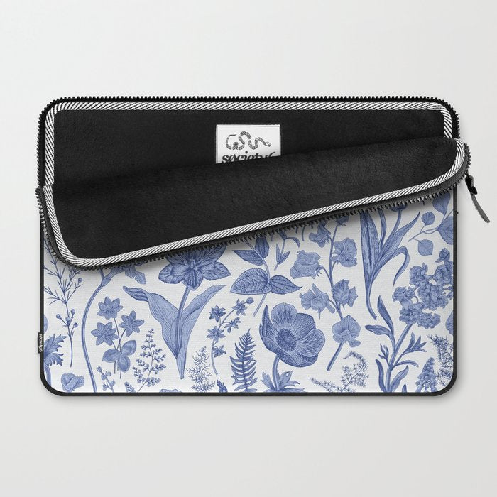 Meadow Magic Blooming Blue & White Wild Flower Floral Laptop Sleeve Gallery Image 2