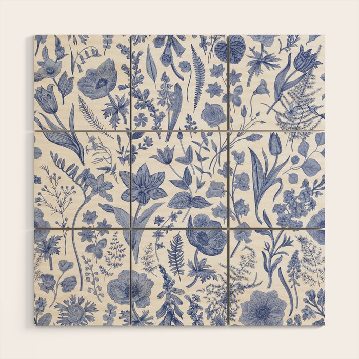 Meadow Magic Blooming Blue & White Wild Flower Floral Wood Wall Art Gallery Image 1