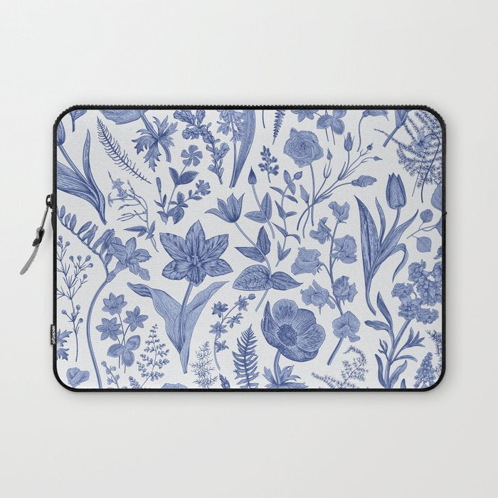 Meadow Magic Blooming Blue & White Wild Flower Floral Laptop Sleeve Gallery Image 1