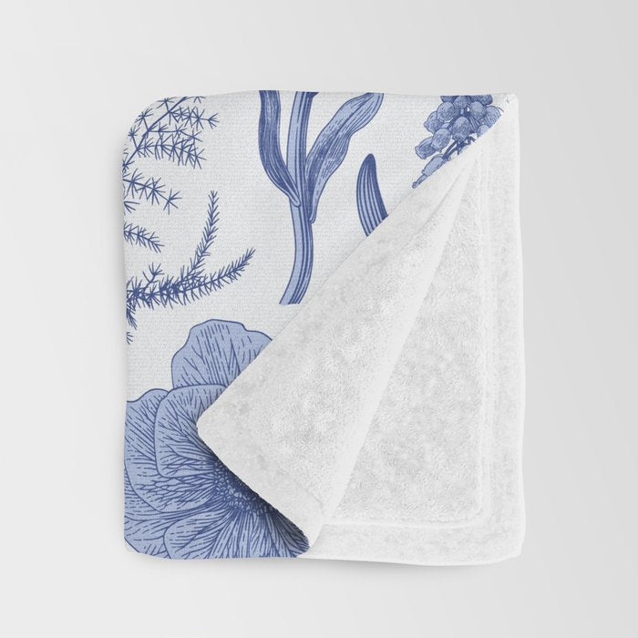 Meadow Magic Blooming Blue & White Wild Flower Floral Throw Blanket Gallery Image 3