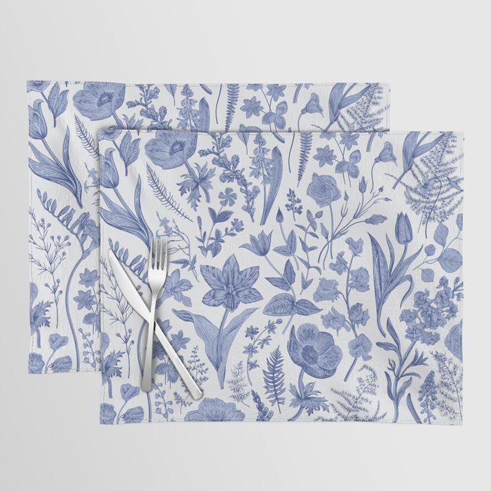 Meadow Magic Blooming Blue & White Wild Flower Floral Placemat Gallery Image 1