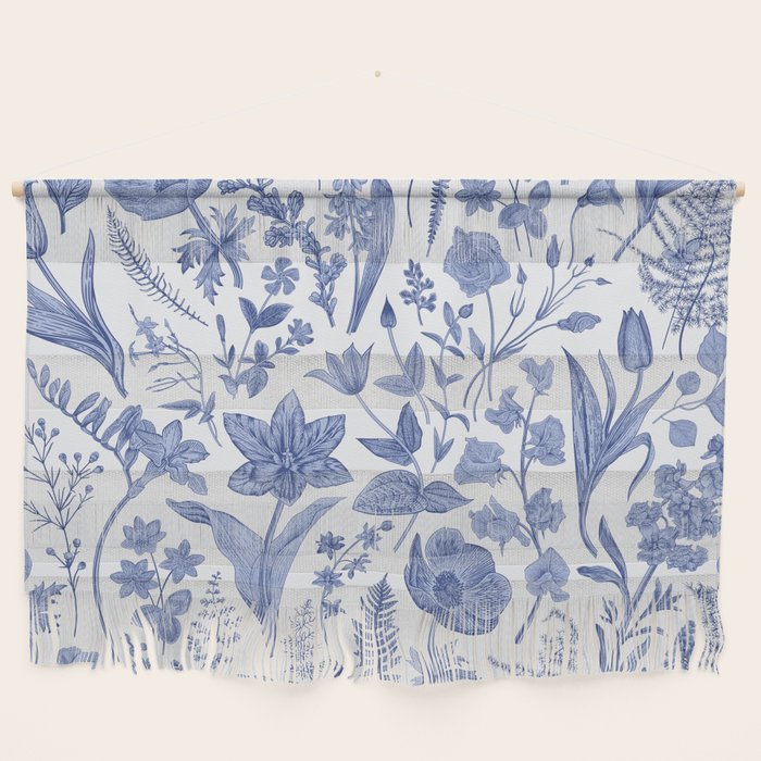 Meadow Magic Blooming Blue & White Wild Flower Floral Wall Hanging Gallery Image 1