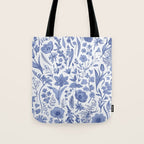 Meadow Magic Blooming Blue & White Wild Flower Floral Tote Bag Gallery Image 1