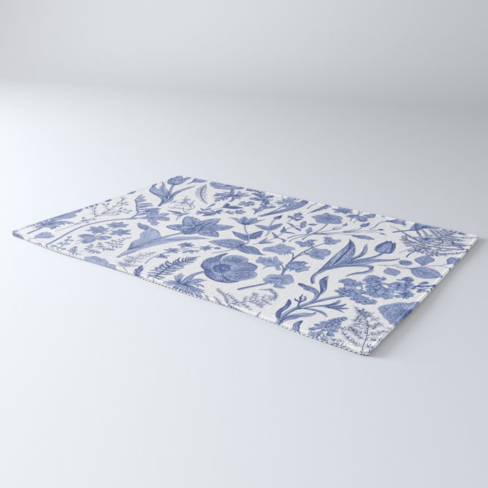 Meadow Magic Blooming Blue & White Wild Flower Floral Rug Gallery Image 3