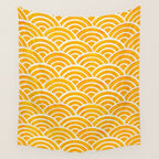 Japanese Seigaiha Wave - Marigold Palette Wall Tapestry Gallery Image 4