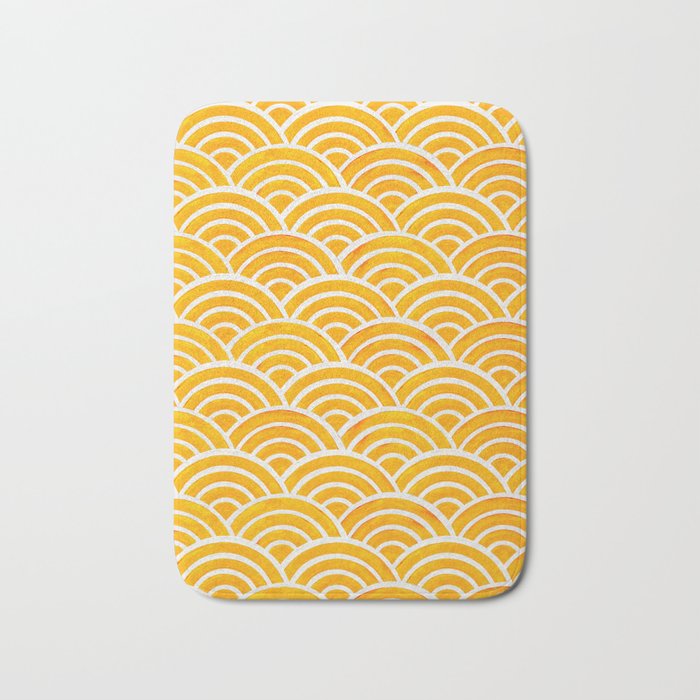 Japanese Seigaiha Wave â Marigold Palette Bath Mat Gallery Image 1