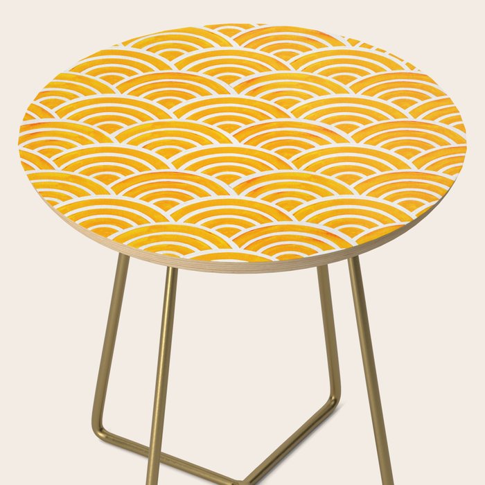 Japanese Seigaiha Wave - Marigold Palette Side Table Gallery Image 2
