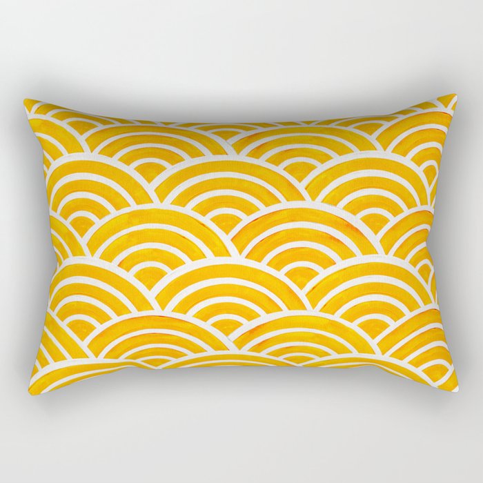 Japanese Seigaiha Wave - Marigold Palette Rectangular Pillow Gallery Image 2