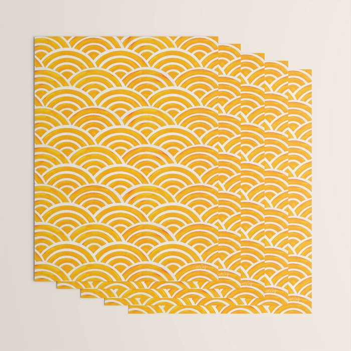 Japanese Seigaiha Wave - Marigold Palette Wrapping Paper Gallery Image 3