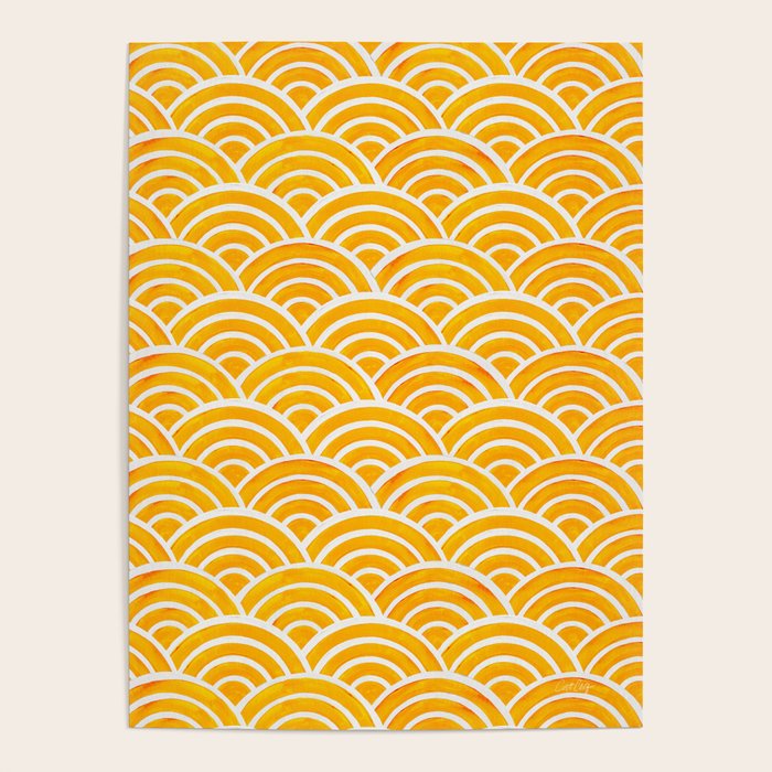 Japanese Seigaiha Wave - Marigold Palette Poster Gallery Image 1