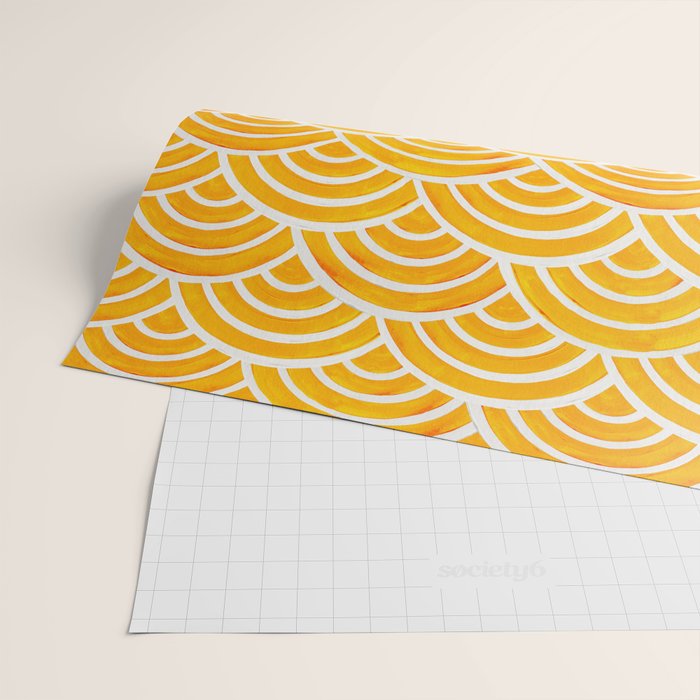 Japanese Seigaiha Wave - Marigold Palette Wrapping Paper Gallery Image 2