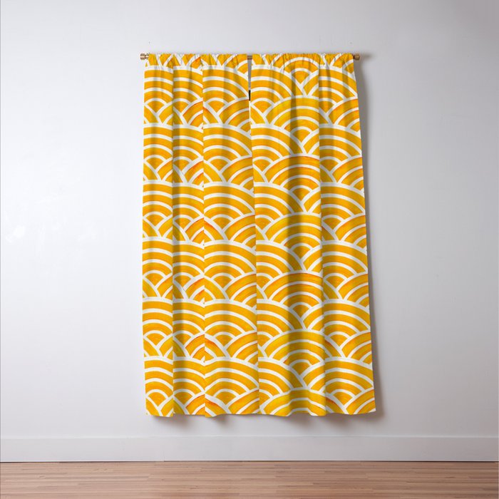 Japanese Seigaiha Wave - Marigold Palette Window Curtain Gallery Image 3