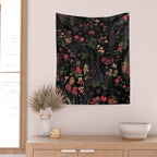 Exotic Midnight Floral Garden Wall Tapestry Gallery Image 2
