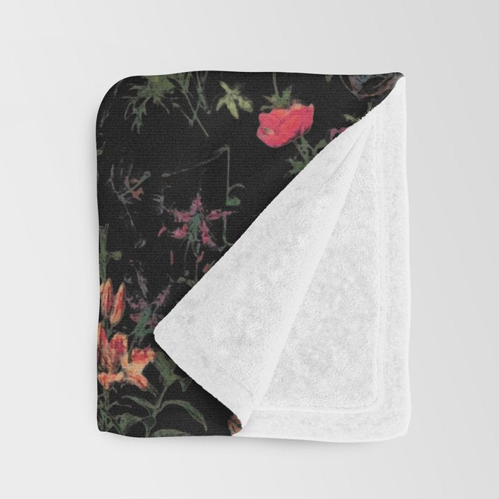 Exotic Midnight Floral Garden Throw Blanket Gallery Image 3