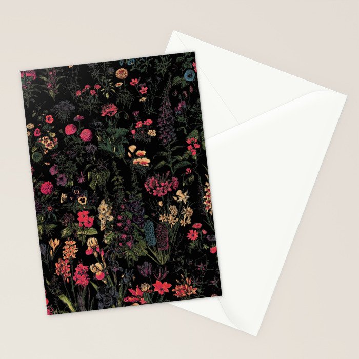 Exotic Midnight Floral Garden Stationery Card Gallery Image 2