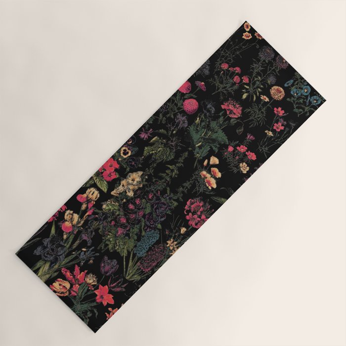 Exotic Midnight Floral Garden Yoga Mat Gallery Image 1