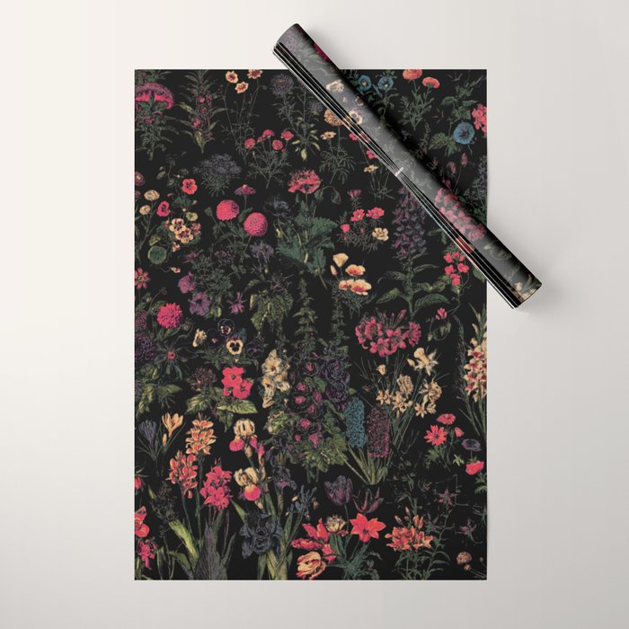 Exotic Midnight Floral Garden Wrapping Paper Gallery Image 1