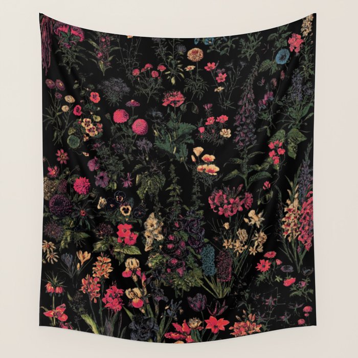 Exotic Midnight Floral Garden Wall Tapestry Gallery Image 4