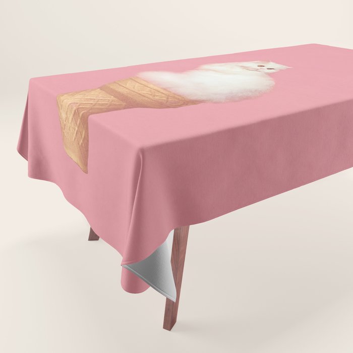 Cat Ice Cream - Pink Tablecloth Gallery Image 1