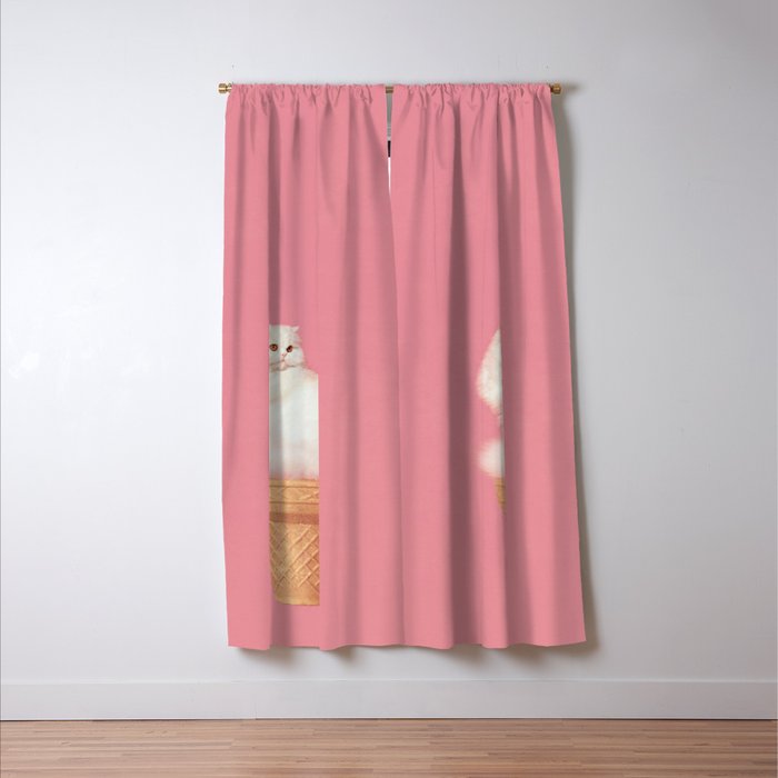 Cat Ice Cream - Pink Window Curtain Gallery Image 3