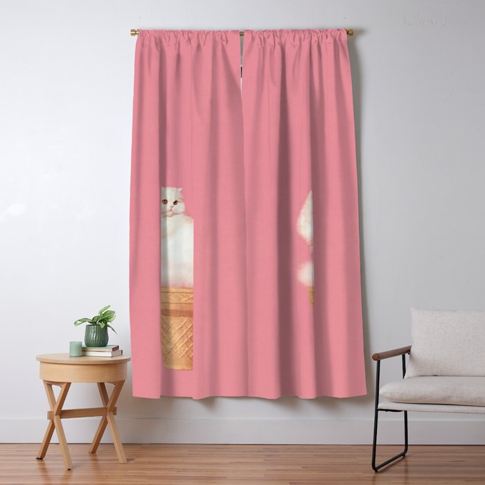 Cat Ice Cream - Pink Window Curtain Gallery Image 5