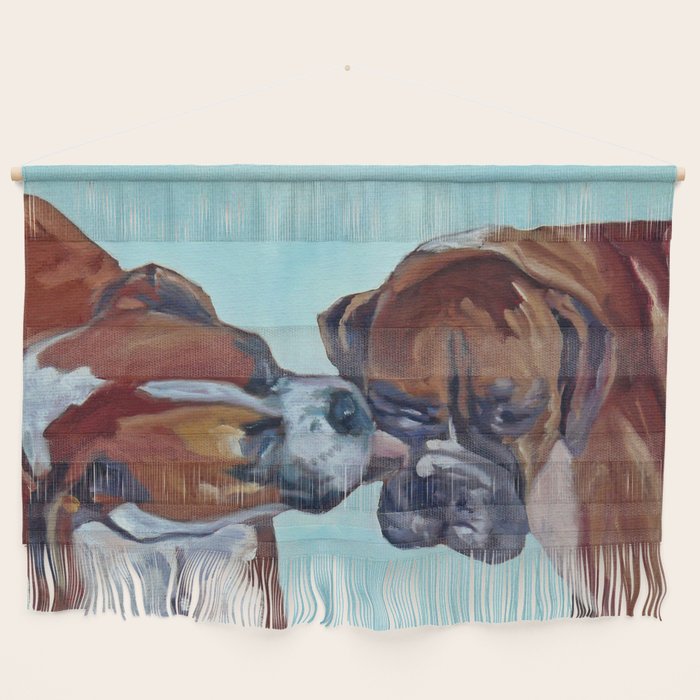 Kissing Boxers Dogs Portrait Wall Hanging Gallery Image 1